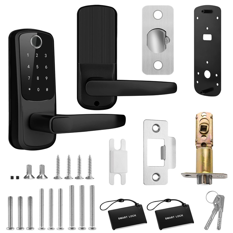 LORVIBO Smart Keyless Entry Door Lock, Fingerprint & Password, Black,