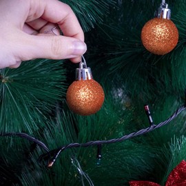 HipTree 30ct Christmas Fall Ornaments Tree Decorations Set-1.18 Inch Copper Shatterproof Decorative Hanging Ball Ornament Bulk, Mini Xmas Tree Tabletop Decorations for Autumn Thanksgiving Party Decor