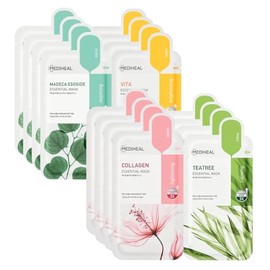 Mediheal Mascarilla Facial New Essential Hero Paquete De 16(Colágeno Árbol De Té Madecassoside Vita) Combo De Mascarilla Facial Coreana Para El Cuidad
