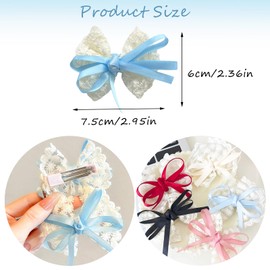 Cosyhav 5pcs Hair Bows,Lace Hair Bows for Girls, 5 Colours Baby Hair Clips, Well Suited to Baby Kids Toddlers Girls