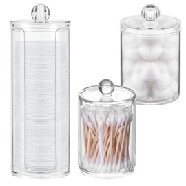 Cigrubo 3 Stk Schminktisch Zubehör, Wattestäbchen Behälter Spender, Wattepadspender Transparente, Wattepads Ohrenstäbchen Aufbewahrung, Kosmetik Organizer für Badezimmer Schlafzimmer