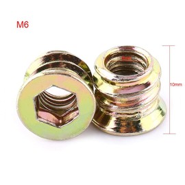 Tuerca de Inserción de 20 Piezas, Tuerca Roscada de Acero Al Carbono para Muebles de Madera(M6*10mm)