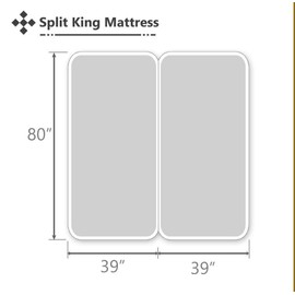 Online Bedding Linen Split King Sheets Sets for Adjustable Bed, 800 Thread Count Egyptian Cotton Sheets, 5 Piece Split King Sheet Set, Sateen Sheets, 18" Deep Pocket - Ivory Stripe