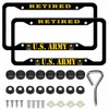 2 Pcs Aluminum Retired License Plate Frame for US Army,4-Hole