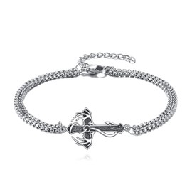LWQQWL Fish Hook Cross Bracelet for Men Sterling Silver Cross Bracelet Religious Jewelry Gifts for Men Women
