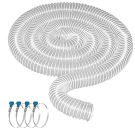 Qucship Heavy PVC Dust Hose, 2-1/2" x 10', Flexible PVC Fume Hose with Carbon Steel Wire Coil for Collection Systems