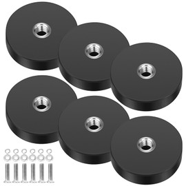 Wukong Rubberised Magnets, Diameter 22 mm, Pack of 6, M4 Flat Thread, Extra Strong Neodymium Magnets, Non-Slip Size Magnets for Vehicles, Lamps, Attaching Tools