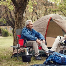 KOTEK Camping Directors Chair, Outdoor Folding Chair with Side Table, Cooler Bag & Storage Pocket, Supports 400 LBS, Portable Camp Chairs for Fishing, Picnic, Concert, Beach, Lawn, Patio (1, Red)