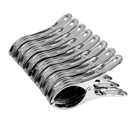 Pack of 8 Towel Clips for Beach Loungers, Clothes Pegs, Large Stainless Steel Towel Clips, Beach Towel for Beach, Holiday, Outdoor, Swimming Pool (Silver)