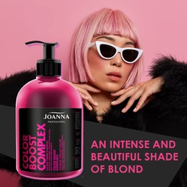 Joanna Professional Colour Toner Tint Shampoo in Pink/Grey for Hair - with Microprotein - Permanent Colour Toning - Curling Shine & Warm Colour Pink - 500 g