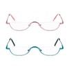 Half Reading Glasses - 2 Pairs Half Rim Metal Frame