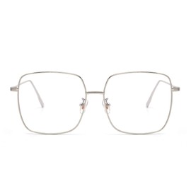 Mode Metall Optische Brillen Rahmen Platz Anti Blaues Licht Computer Gläser Augenschutz Damen Silber