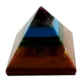 Purpledip Seven Chakra Natural Pyramid: Energy Field of Amethyst, Lapis Lazuli, Green Aventurine, Camel Colour Agate, Jasper Red, Red Cornelion & Copper (11677), Crystal