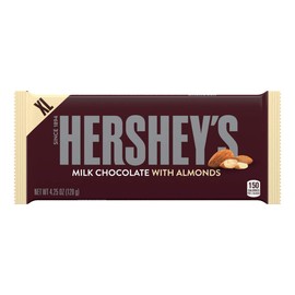 HERSHEY'S Milk Chocolate with Almonds Candy, Holiday, 4.25 oz Extra Large Bars (12 Count)