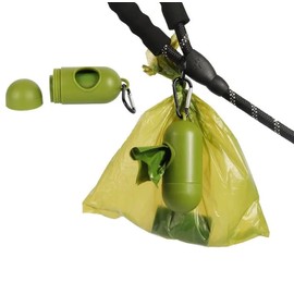 Dog Poop Bag Holder with Dog Poop Bags, Durable and Guaranteed Leakproof, Unscented, 1 Dispenser and 15 Bags (Pink)