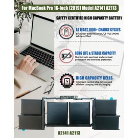A2141 A2113 Laptop Battery for MacBook Pro 16-inch A2141(2019 Version) EMC 3347-11.36V 99.8Wh/8700mAh