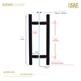 MONT HARD 8" Shower Door Handle Center-to-Center Back-to-Back Ladder Pull, 12" Total Length, Matte Black, for Frameless 3/8" to 1/2" Tempered Glass, Modern Bathroom Hardware