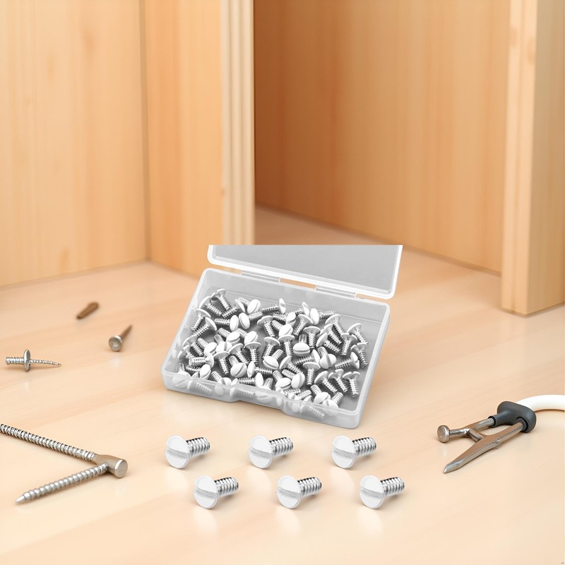 60Pcs Sliver 3/8 Inch Long 6-32 Thread White Wall Plate