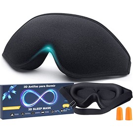 Antifaz para dormir para hombres y mujeres, antifaz para ojos con copa contorneada 3D mejorada,venda para los ojos, bloquea la luz, para transpirable y suave para dormir, yoga, viajar (negro)