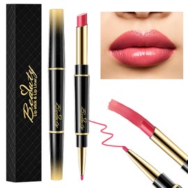 Lápiz Labial Y Delineador de Labios de Doble Punta 2 en 1, Delineador de labios, lápiz labial, resistente al agua, no se desvanece, crea labios perfectos. (Pomelo)