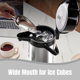 Ratrabas Upgraded Airpot Coffee Carafe with Double Pump - 84oz/2.5L Coffee Carafe for Keeping Hot, Beverage Dispenser for Hot/Cold Beverage (1, Stainless Steel Color)