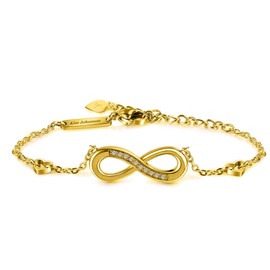 Kim Johanson Stainless Steel Women's Anklet "Infinity" in Gold | Anklet with an Infinity Sign | Rustproof & Waterproof | Heart Anklet | Women Boho Jewellery | Adjustable Includes Jewellery Bag,
