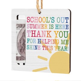 WINGTECA Teacher Appreciation Money Holder for Cash Gift End of Year Teacher Money Gift Ideas School Summer Gifts Wooden Cash Holder Ornament for Party Decorations