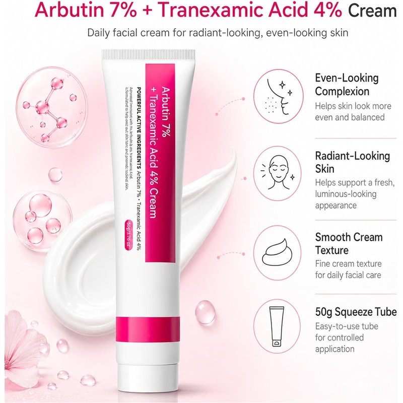 Arbutin 7% + Tranexamic Acid 4% Face Cream for Dark