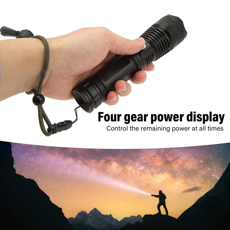 Strong Light Flashlight Aluminum Alloy USB Rechargeable Telescopic Zoom White