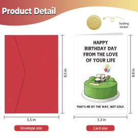 Heollaok Humor Golf Birthday Card for Husband Boyfriend, Funny Birthday Card for Partner, Happy Birthday Day From The Love Of Your Life That's Me By The Way Not Golf