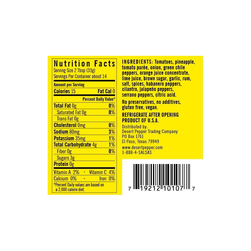 Desert Pepper, Pineapple Medium Salsa, 16Oz