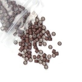 200 Pcs Silicone Lined Micro Links Beads Hair Extensions Beads 4.0 mm Hair Tinsel Beads for Hair Extensions (Brown)