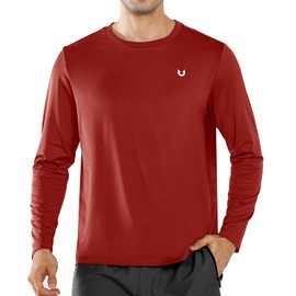 NORTHYARD Men's Athletic Workout Long Sleeve Shirts Running Moisture Wicking Tee Shirts for Men Training Gym Hiking Fishing REDOCHRE M
