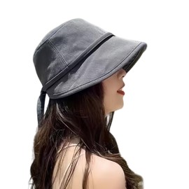 Tiernyueth Women's Hat, Wide Brim, UV Protection, Sun Protection, Bucket Hat, UV Protection, Tether, Korean Fashion, Cute, Cover Face, Small Face Effect, Breathable, Elegant, Loose, Comfortable