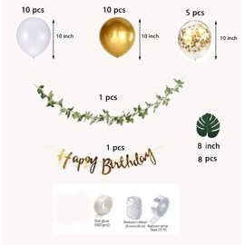 Jwssor Gold Birthday Decoration,White and Gold Balloons,Gold Birthday Banner for Birthday Anniversary (Gold and White)