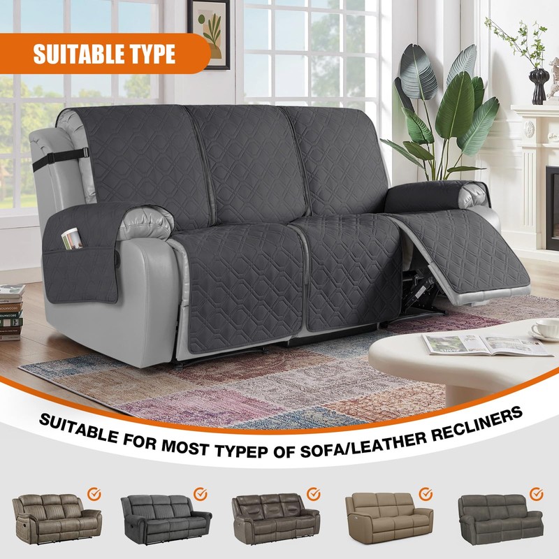 VANSOFY Waterproof Recliner Couch Covers, Sofa Covers 1-Piece Washable Reclining