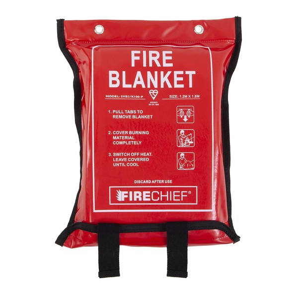 Firechief SVB3/K100-P Premium Kitemarked Fire Blanket | Large Fire Blanket (1.2 m x 1.8 m) | Suited To Use In Kitchen, Study, Garage, Caravan