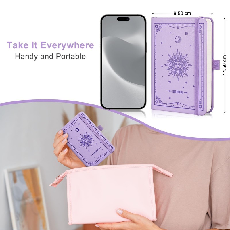 EMSHOI A6 Small Lined Notebook, 160 Numbered Pages, 100 g/m²
