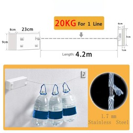 Retractable Clothesline |Indoor Outdoor Clothes Line | Heavy Duty Clothes Drying Laundry Line | Wall Mounted Drying Rack Clothing Line | Retracting Hanging | Lock to Prevent Sagging