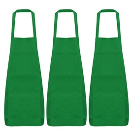 HARFINGTON 3pcs Kitchen Cooking Aprons 75x65cm Polyester Artist Painting Apron with 2 Pockets for Women Men Chef Home Kitchen Restaurant Craft Garden Cooking, Green
