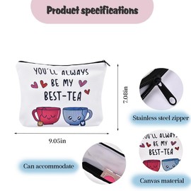 Makeup Travel Bags for Women Girls Canvas Bag Besties Best Friends Make Up Bag for Girlfriend Christmas Birthday Gifts Bestie Friendship Long Distance Gift Makeup Storage Organizer