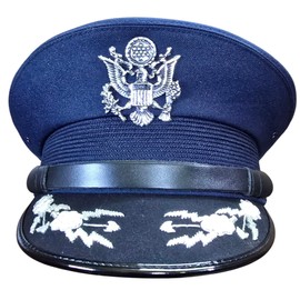 USA Airforce General Blue Cotton Officer hat Silver Hand Embroidered Bullion peek Metal Insignia 58cm