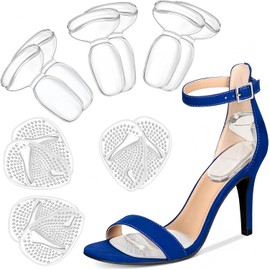 Plantillas de Gel para Mujer - Almohadillas para Tacones y Antepié, 6 Pares de Protectores para Zapatos, Cushiones de Silicona para Aliviar Dolor y Amortiguar Impacto en Tacones Altos (Transparente, Grande)