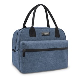 Fmeida Cool Bag, Small Lunch Bag, Women's Foldable Lunch Bag with Zip, Insulated Bag, Men's Picnic Bag, Lunch Bag for School, Work, Office, Camping, Blue