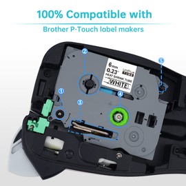 UniPlus 3X Compatible with Brother 5.8mm Heat Shrink Tube Label Tape Replacement for HSe-211 HSe211 Black on White for P-Touch PT-E300 PT-D600 PT-E550W PT-P750W PT-H300 PT-D450 PT-D800W