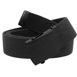 Build A Belt Classic Black Slider 1.25" Wide Buckle with Canvas Web Belt (Boys X-Large Black)