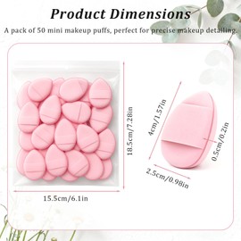 50PCS Mini Triangle Makeup Puffs – Soft Finger Sponge Set for Foundation, Powder & Concealer, Reusable Cosmetic Puffs (Pink)