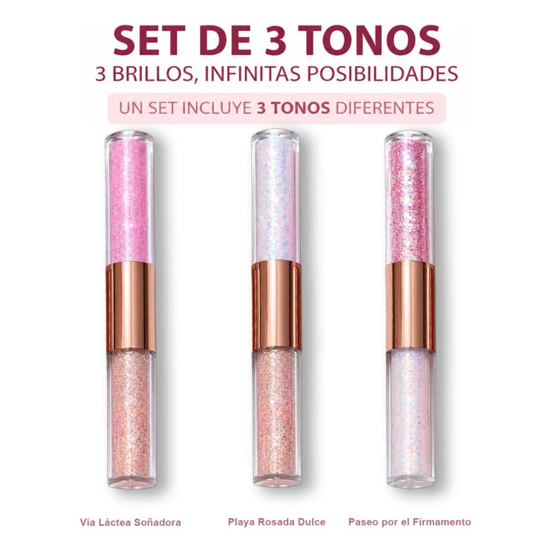 3 Sombras Líquidas Estrelladas Doble Punta Brillantes Largas
