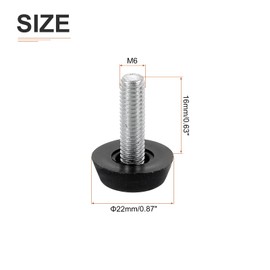 DTGN M6x16x22mm(DxLxOD) Screw on Furniture Glide Leveling Feet - 12Pack - Good for Furniture - Adjustable Thread Furniture Levelers - Black