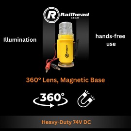 Railhead 74V Electrician Test Light – Circuit Tester, DC Voltage Presence Indicator, Manual Relay Diagnoser, 360° Lens, Magnetic Base, Fuse Protection, 6ft Alligator Clips & Probes RH-ETL